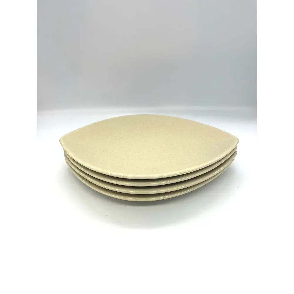 Vintage Pfaltzgraff Cappuccino Set of 4 Buffet Plates Leaf Eye Football Shaped